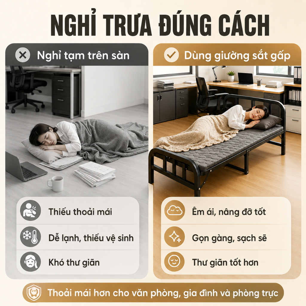 REX giường gấp gọn Khung Thép Cao Cấp  Chắc Chắn Văn Phòng Nhà Ở Chịu Tải 500KG | BigBuy360 - bigbuy360.vn