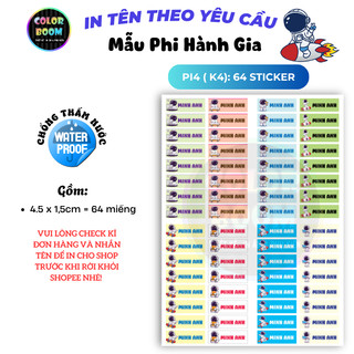 In theo yêu cầu -Set Sticker Dán Đồ Dùng Cho Bé -Hình Phi Hành Gia-Decal PVC chống thấm - Colorboom