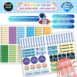 In theo yêu cầu -Set Sticker Dán Đồ Dùng Cho Bé -Hình Phi Hành Gia-Decal PVC chống thấm - Colorboom