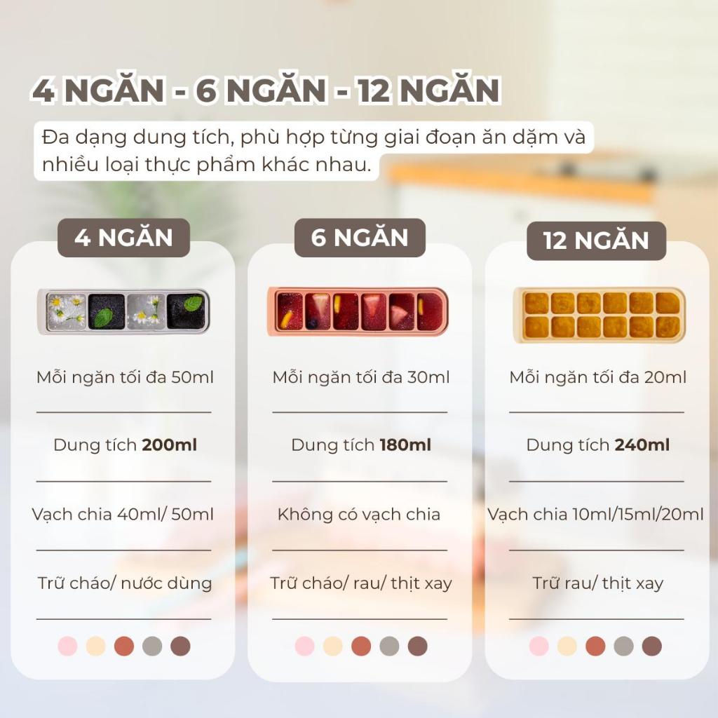 Khay Trữ Đông Đồ Ăn Dặm Firgi Platinum Silicone Đa Năng Có Nắp Đậy Kín Khí An Toàn Cho Bé