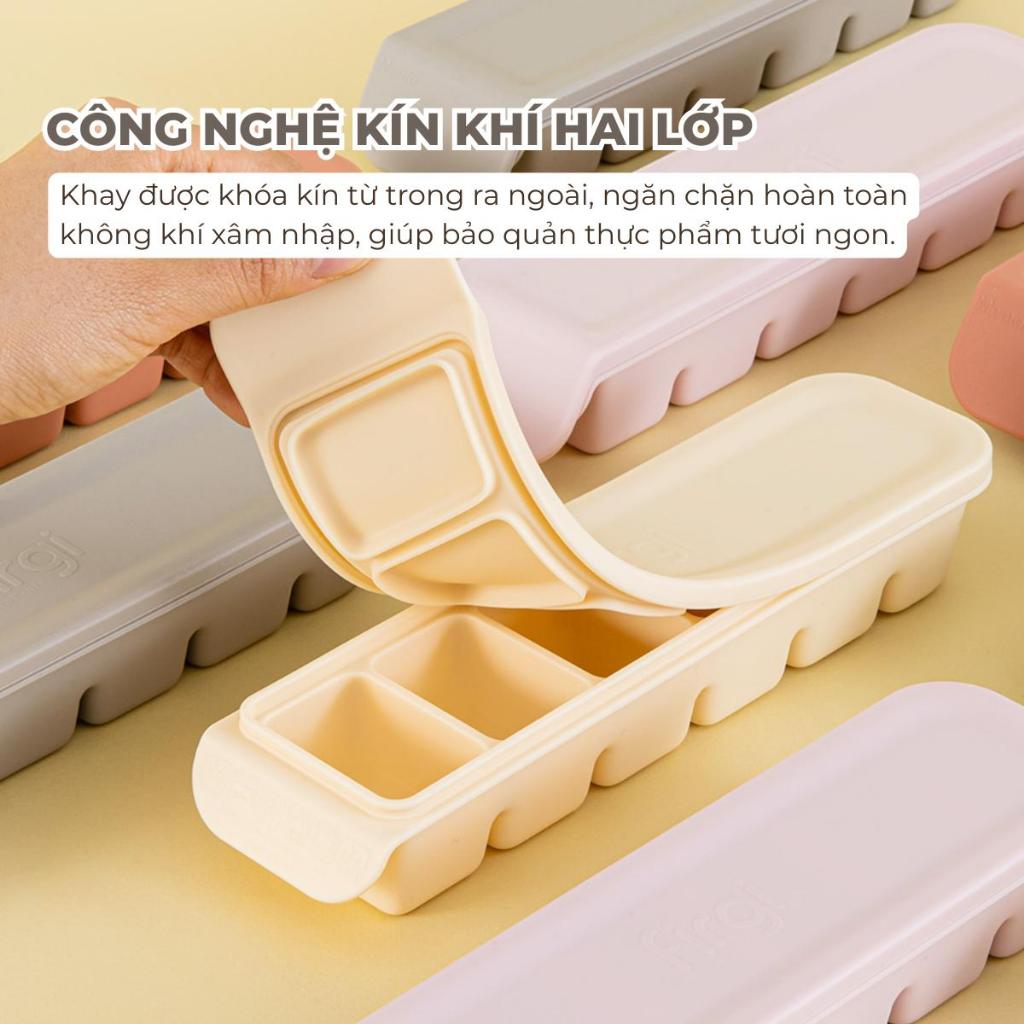 Khay Trữ Đông Đồ Ăn Dặm Firgi Platinum Silicone Đa Năng Có Nắp Đậy Kín Khí An Toàn Cho Bé