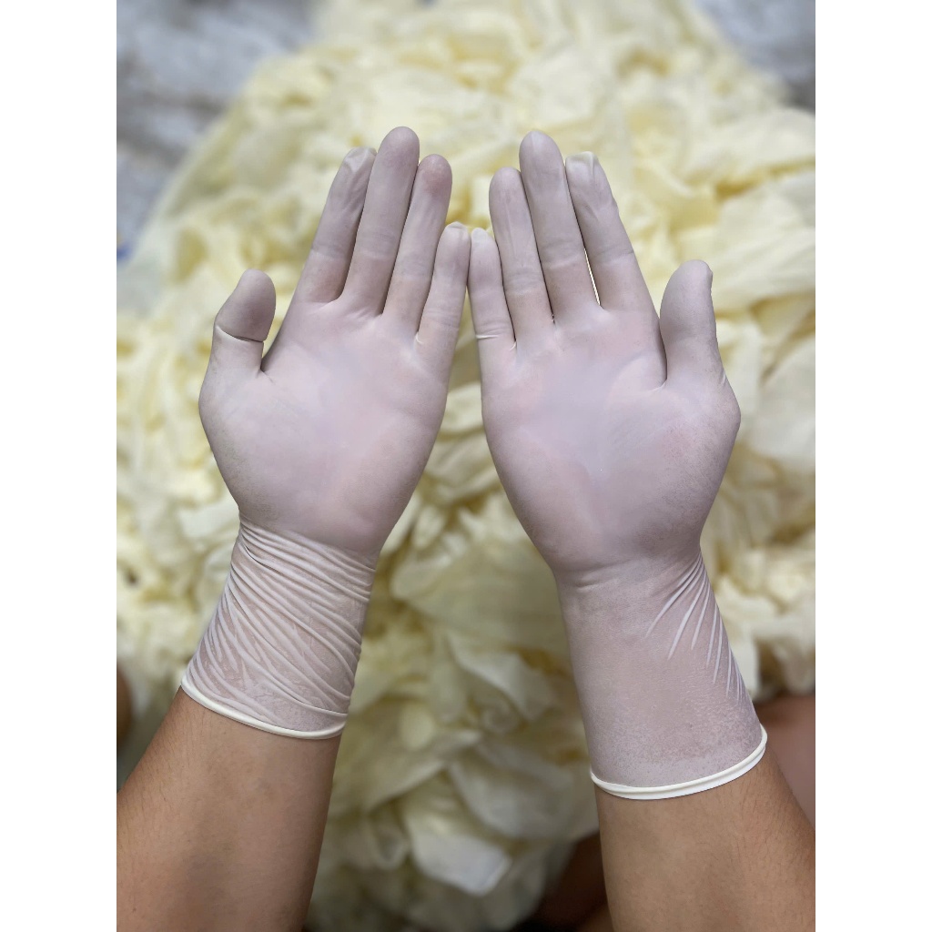 1Kg Găng Tay Cao Su Đa Năng latex Dài 30cm Màu Trắng Nhập khẩu Chống Nước,chống Hóa Chất