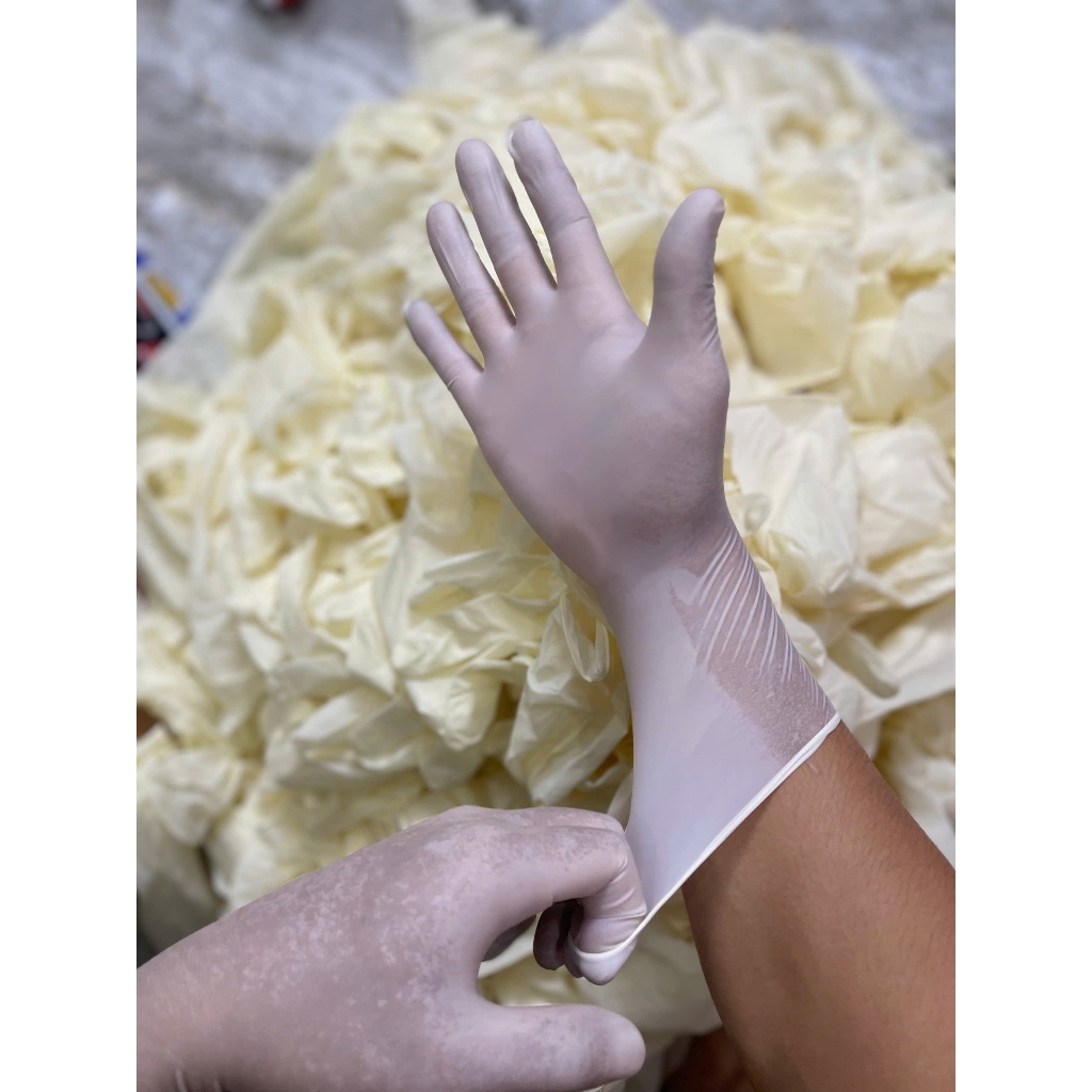 1Kg Găng Tay Cao Su Đa Năng latex Dài 30cm Màu Trắng Nhập khẩu Chống Nước,chống Hóa Chất
