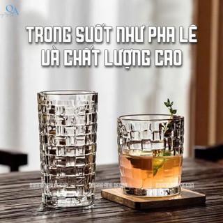 BỘ 6 LY Thủy Tinh Pha Lê Họa Tiết CARO | Cốc Uống Nước, DECOR, Phong Cách Hiện Đại chất liệu DÀY DẶN