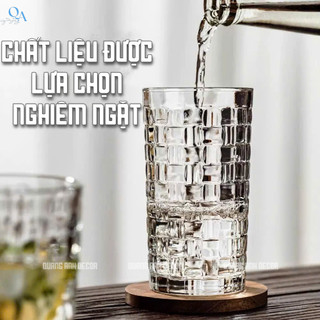 BỘ 6 LY Thủy Tinh Pha Lê Họa Tiết CARO | Cốc Uống Nước, DECOR, Phong Cách Hiện Đại chất liệu DÀY DẶN