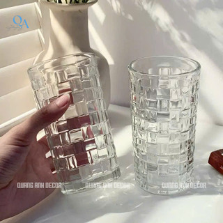 BỘ 6 LY Thủy Tinh Pha Lê Họa Tiết CARO | Cốc Uống Nước, DECOR, Phong Cách Hiện Đại chất liệu DÀY DẶN