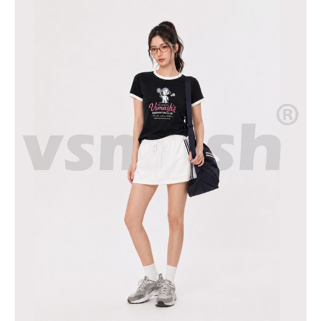 Áo Thun Cầu Lông Nữ Vsmash Sportwear BUDDIES TEE – Vải Bông Em Bé Mềm Mịn, Thoáng Mát, Thấm hút tốt, Co giãn