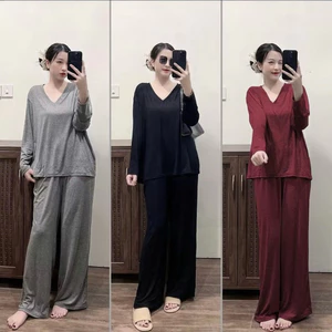 Set bộ suông cổ tim tay dài thun lạnh dẻo mát mịn 45-85kg