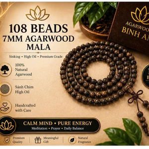 Vòng Trầm Hương 108 Hạt 7ly Sánh Chìm - Vòng Tay Phong Thủy Nam Nữ Cầu Bình An, Tài Lộc - Trầm Hương Bình An
