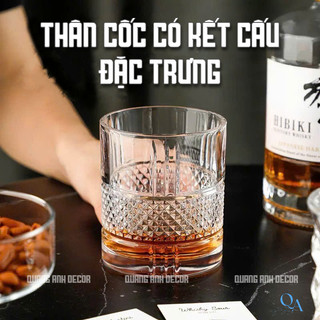 BỘ 6 LY Thủy Tinh  Pha Lê Uống R.Ư.Ợ.U Ngoại, ROCK, WHISKY, CHIVAS Họa Tiết THÂN KIM CƯƠNG 300ML
