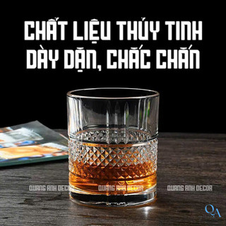 BỘ 6 LY Thủy Tinh  Pha Lê Uống R.Ư.Ợ.U Ngoại, ROCK, WHISKY, CHIVAS Họa Tiết THÂN KIM CƯƠNG 300ML