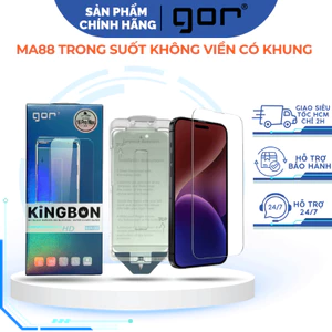 Cường Lực GOR MA88 Trong Suốt Không Viền Đen Không Lẹm Viền Có Khung Dán Chính Hãng cho iP 14| 15| 16| 17 Series