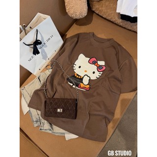 PHẠM THÙY SHOP: ÁO PHÔNG NÂU IN HÌNH MÈO HELLO KITTY ĐEO TÚI XÁCH