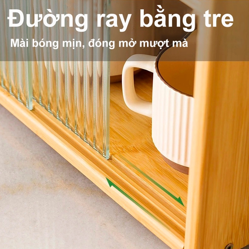 Tủ Trưng Bày Bằng Tre Cao Cấp chống bụi chống bụi bảo hành phòng bếp/bàn làm việc kính trong suốt