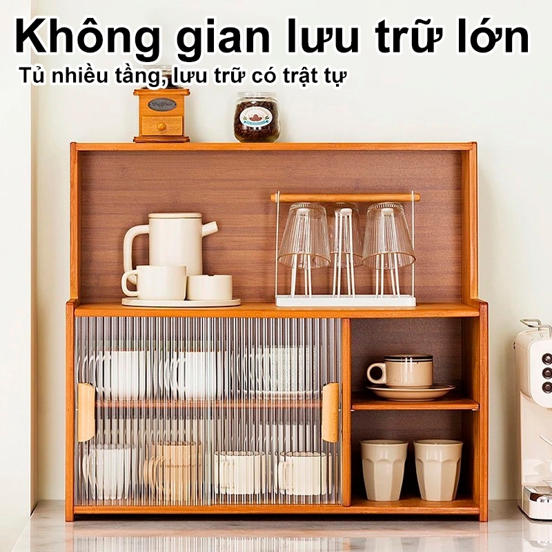 Tủ Trưng Bày Bằng Tre Cao Cấp chống bụi chống bụi bảo hành phòng bếp/bàn làm việc kính trong suốt