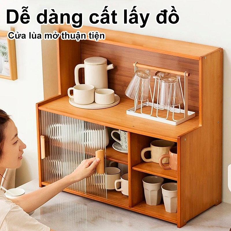 Tủ Trưng Bày Bằng Tre Cao Cấp chống bụi chống bụi bảo hành phòng bếp/bàn làm việc kính trong suốt