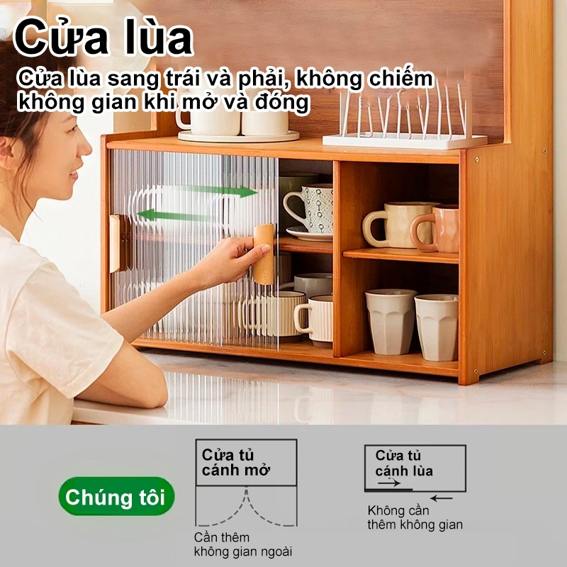 Tủ Trưng Bày Bằng Tre Cao Cấp chống bụi chống bụi bảo hành phòng bếp/bàn làm việc kính trong suốt