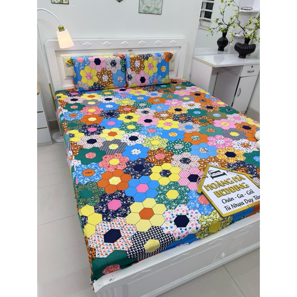 bộ ga thun lạnh mẫu BÁCH HOA hot trend (có 2 ÔM KÉO)