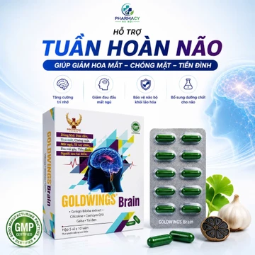 Viên Uống Hoạt Huyết Não Goldwings Brain Ginkgo Biloba Giúp Tăng Tuần Hoàn Não, Giảm Hoa Mắt Chóng Mặt (50 Viên)