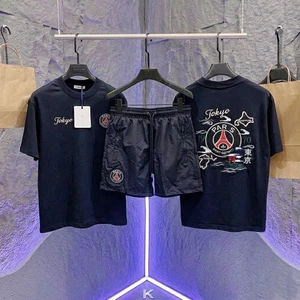 Bộ Cộc Kyoto New P^aris Họa Tiết Full Thêu Chất Cotton Thun Lạnh Thoáng Khí - Bộ Đồ Nam Nữ Boy Phố Basic Mặc đi Chơi