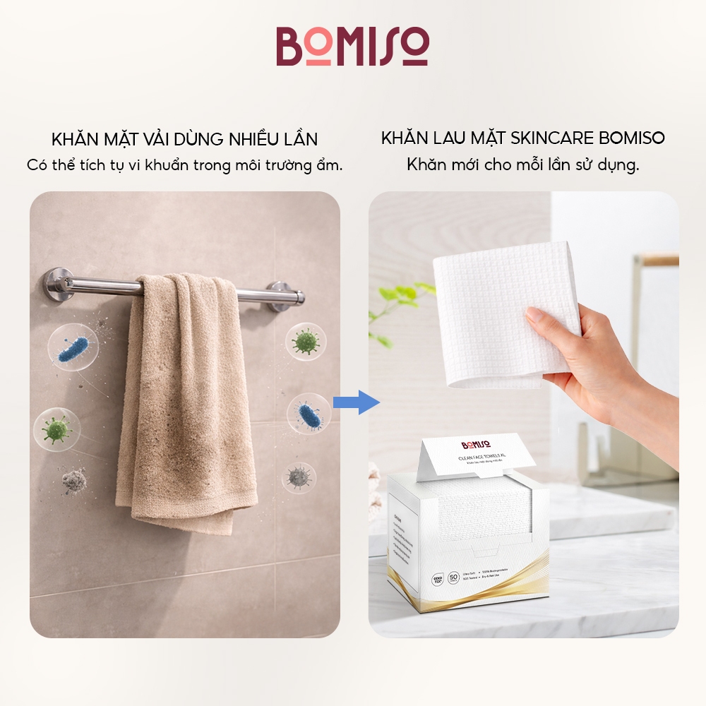 Khăn Lau Mặt Dùng 1 Lần BOMISO Viscose 80gsm Cao Cấp - Combo 4 Hộp 200 Tờ Khăn Mặt Khô Tẩy Trang