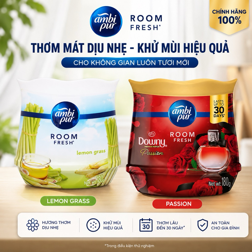 Combo 3 Cục Sáp Thơm Ambipur Hương Đam Mê /Hương Sả 180g