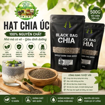 Hạt Chia Úc Black Bag – Hạt Chia Đen Nhập Khẩu, Thực Phẩm Healthy Túi 500g