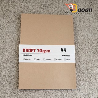 Giấy kraft 80gsm khổ A4, A5 dùng in ấn, làm sổ, nhật kí, gói phụ kiện, die cut++++