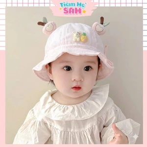 Mũ Vành Cho Bé Trai Bé Gái 3-18 Tháng Mũ Bucket Hình Quả Táo Dễ Thương Có Dây Điều Chỉnh - Tiệm Mẹ Sam97 - MUG16