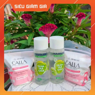 Combo 4 món: 2 Chai nước tẩy trang Hazeline 100ml + 2 Bông tẩy trang Calla 30 miếng