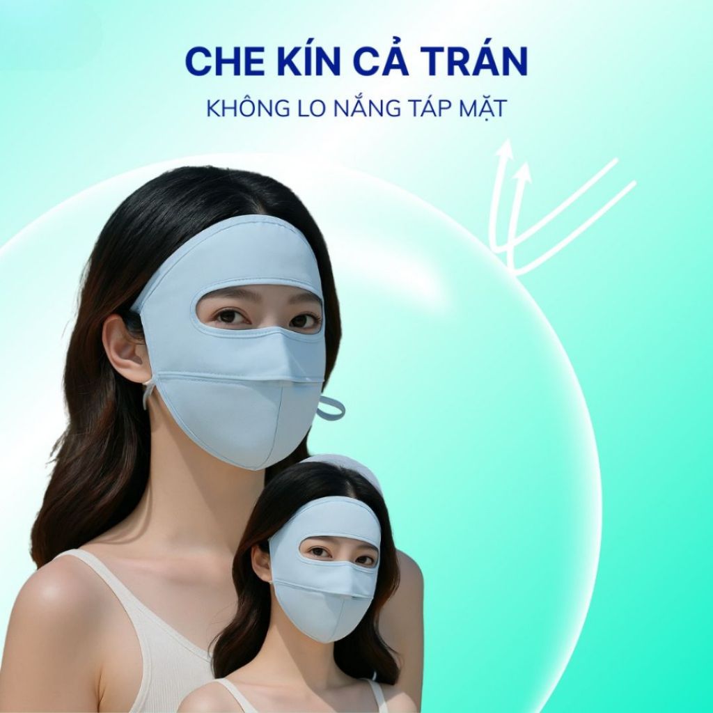 Khẩu Trang Chống Nắng UV ALOHOME Che Kín Mặt Tai Thun Lạnh Co Giãn, Thoáng Khí Đi Xe Máy Chống Bụi
