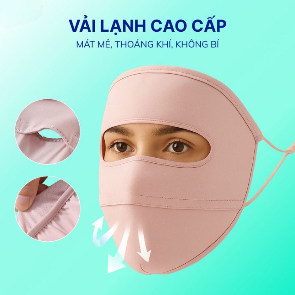 Khẩu Trang Chống Nắng UV ALOHOME Che Kín Mặt Tai Thun Lạnh Co Giãn, Thoáng Khí Đi Xe Máy Chống Bụi