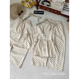 Set Hai dây chấm bi quần dáng dài ( Hàng chuẩn L1)
