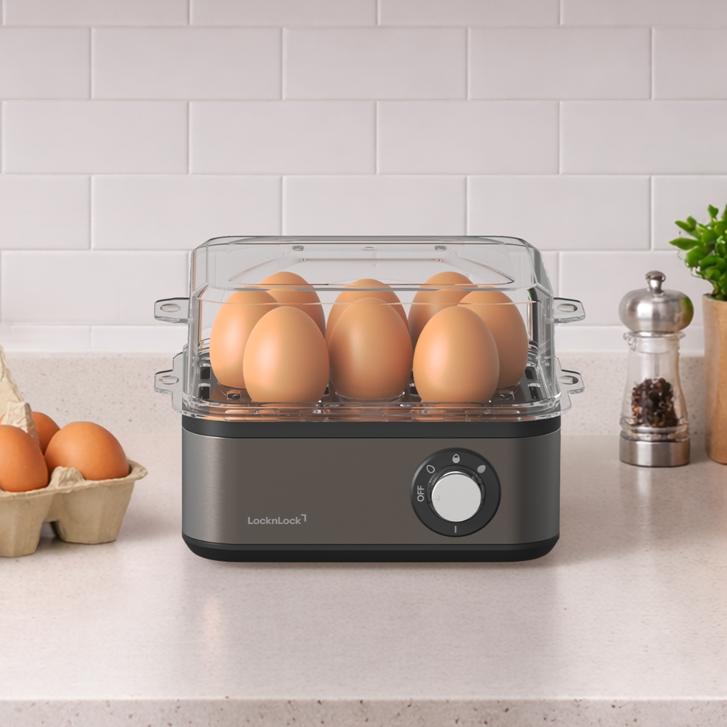 Máy Hấp Trứng Đa Năng LocknLock Multi Egg Cooker EJE223GRY Màu Xám, 3 Mức Nấu Trứng - K-MALL