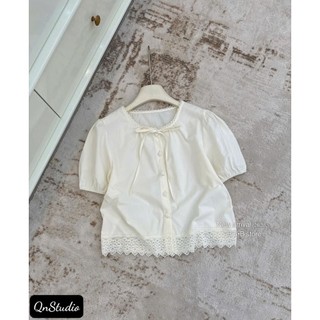 Áo sơ mi thô cổ buộc dây nơ, vạt bèo, chất liệu mềm mại thoáng mát, dễ phối đồ u1