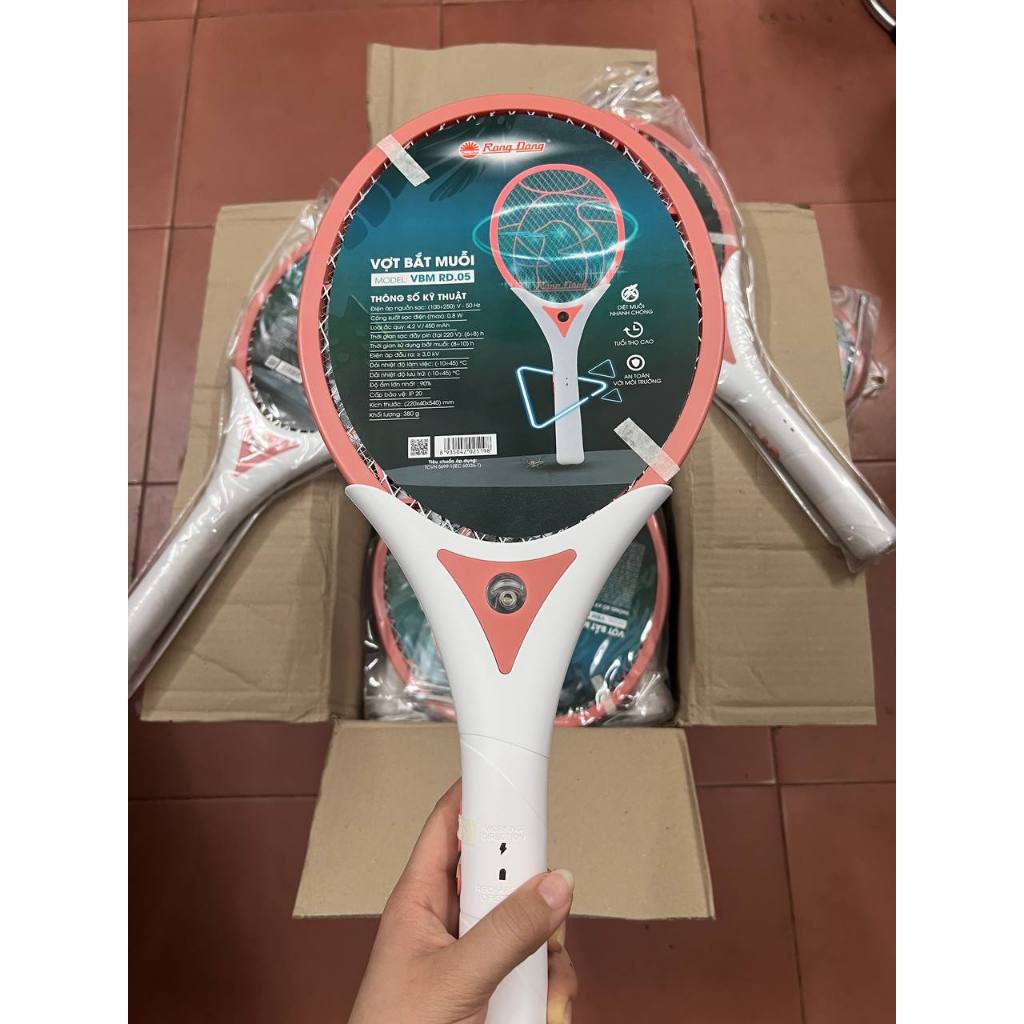 Vợt muỗi pin sạc, vợt điện bắt muỗi Rạng Đông 3 lớp có đèn led diệt muỗi hiệu quả