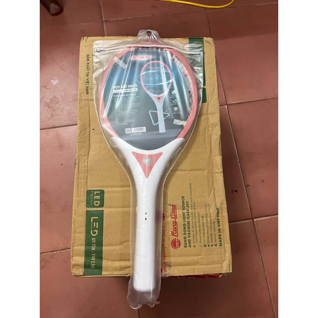 Vợt muỗi pin sạc, vợt điện bắt muỗi Rạng Đông 3 lớp có đèn led diệt muỗi hiệu quả