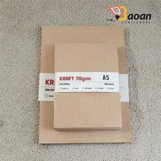 Giấy kraft 80gsm khổ A4, A5 dùng in ấn, làm sổ, nhật kí, gói phụ kiện, die cut++++