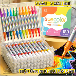 Bút Marker Nhũ Truecolor 2 Đầu 2 Màu 24-120 Màu Hiệu Ứng Lấp Lánh Vẽ Tranh Tô Màu Làm Thiệp Handmade Trang Trí Sổ Tay