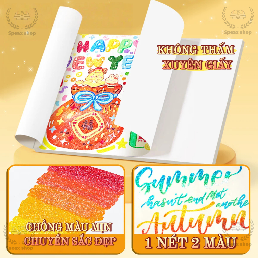 Bút Marker Nhũ Truecolor 2 Đầu 2 Màu 24-120 Màu Hiệu Ứng Lấp Lánh Vẽ Tranh Tô Màu Làm Thiệp Handmade Trang Trí Sổ Tay