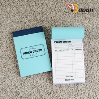 [5 cuốn] Phiếu Order, Sổ Order 2 LIÊN /50 bộ - Size 7x10cm - Sổ ghi món ăn, thức uống cho các quán ăn nhà hàng 50 bộ+++
