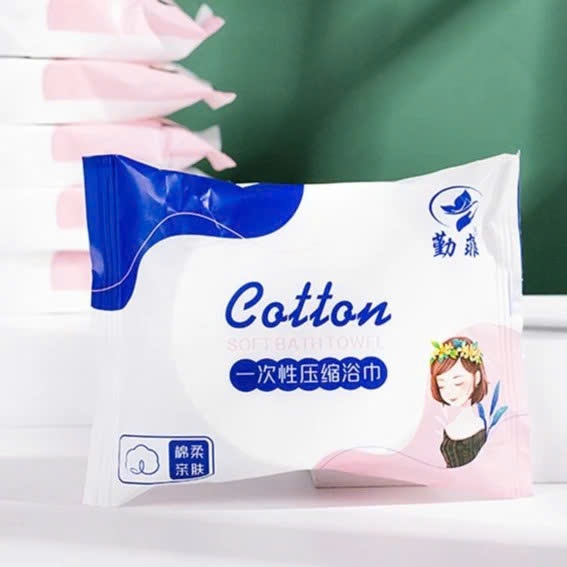 T29_Khăn Tắm Nén Du Lịch Nhanh Khô 70x140cm Hình Cô Gái COTTON