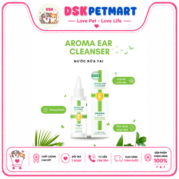 Dung Dịch Vệ Sinh Tai Cho Chó Mèo Prunus Aroma Ear Cleanser - Chai 120ml
