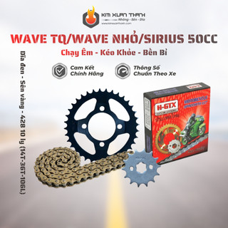 Nhông Sên Dĩa Giá Rẻ Dĩa Đen + Sên Vàng 428H 10 Ly (14T-36T-106L) – Wave TQ / Wave Nhỏ / Sirius 50cc