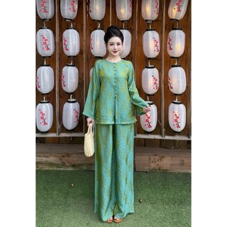 Bộ pháp phục đi chùa Tâm An tằm thọ ánh kim sang trọng, trang nghiêm - Áo dài Phương Linh