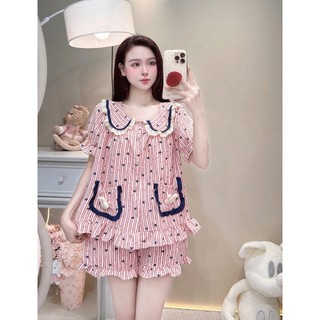 [DEAL HÈ] Bộ Đồ Ngủ Nữ JUSOKA Pijama DU50 Cổ Phối Nơ Chất Đũi Hàn Siêu Xinh Nhiều Họa Tiết Cho Nữ