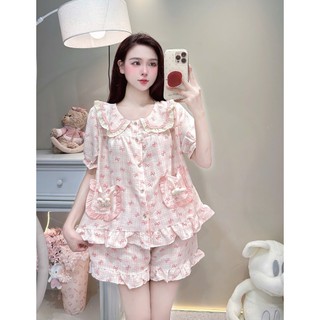 [DEAL HÈ] Bộ Đồ Ngủ Nữ JUSOKA Pijama DU50 Cổ Phối Nơ Chất Đũi Hàn Siêu Xinh Nhiều Họa Tiết Cho Nữ