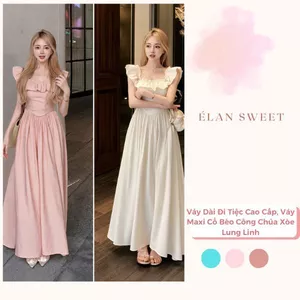 Váy Dài Đi Tiệc Cao Cấp, Đầm Maxi Cổ Bèo Công Chúa Xòe Lung Linh
