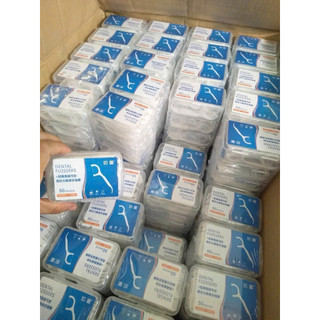 Tăm chỉ nha khoa  Floss Picks - 1 hộp 50 cái (combo 3 hộp)