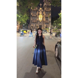 •𝙆𝙞𝙣𝙜𝙨𝙝𝙤𝙥𝙗𝙚𝙖𝙪𝙩𝙮•Váy Denim Khoá Kéo Dáng Dài QC